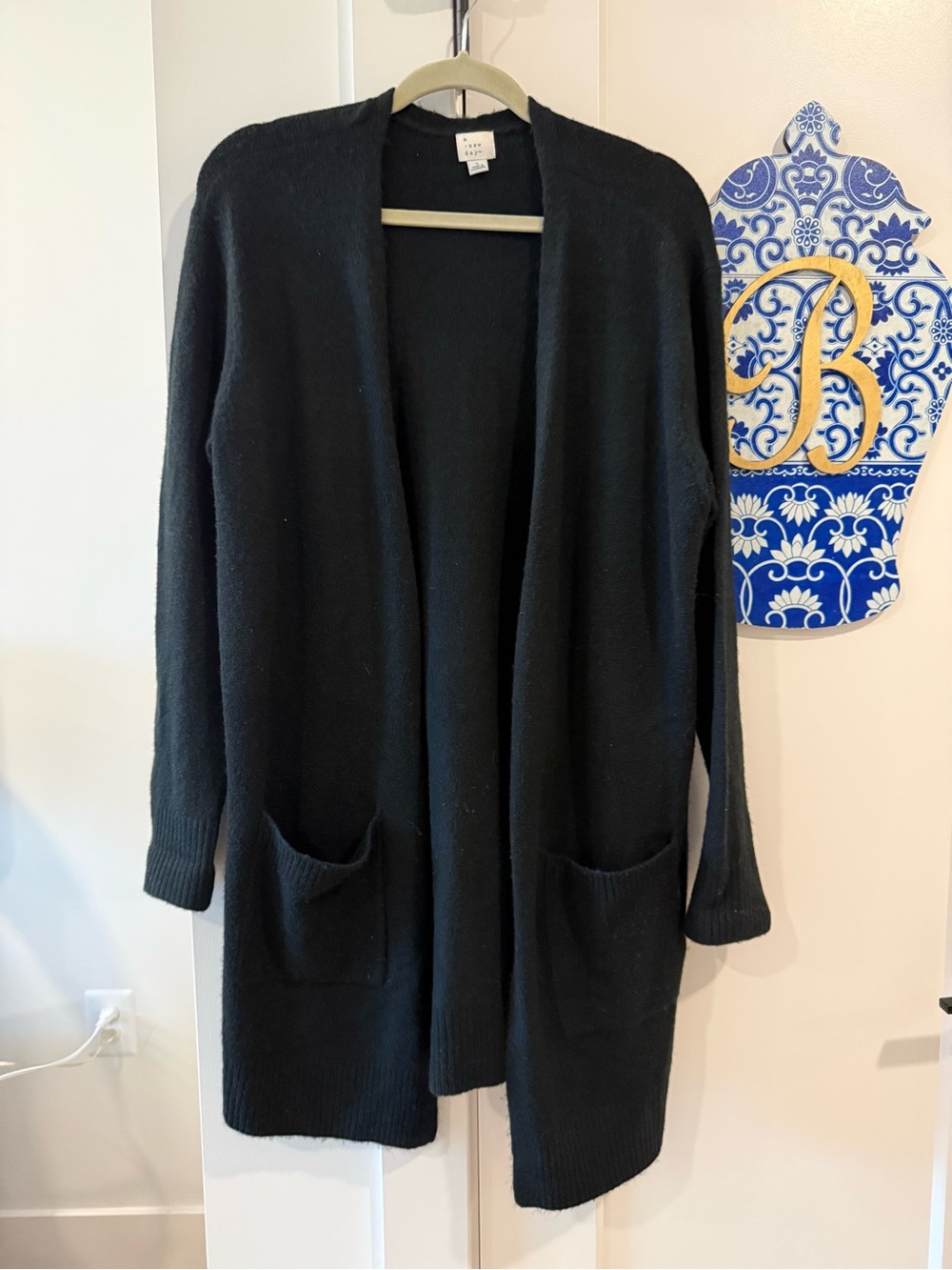 a new day Black Open-Front Pocket Cardigan